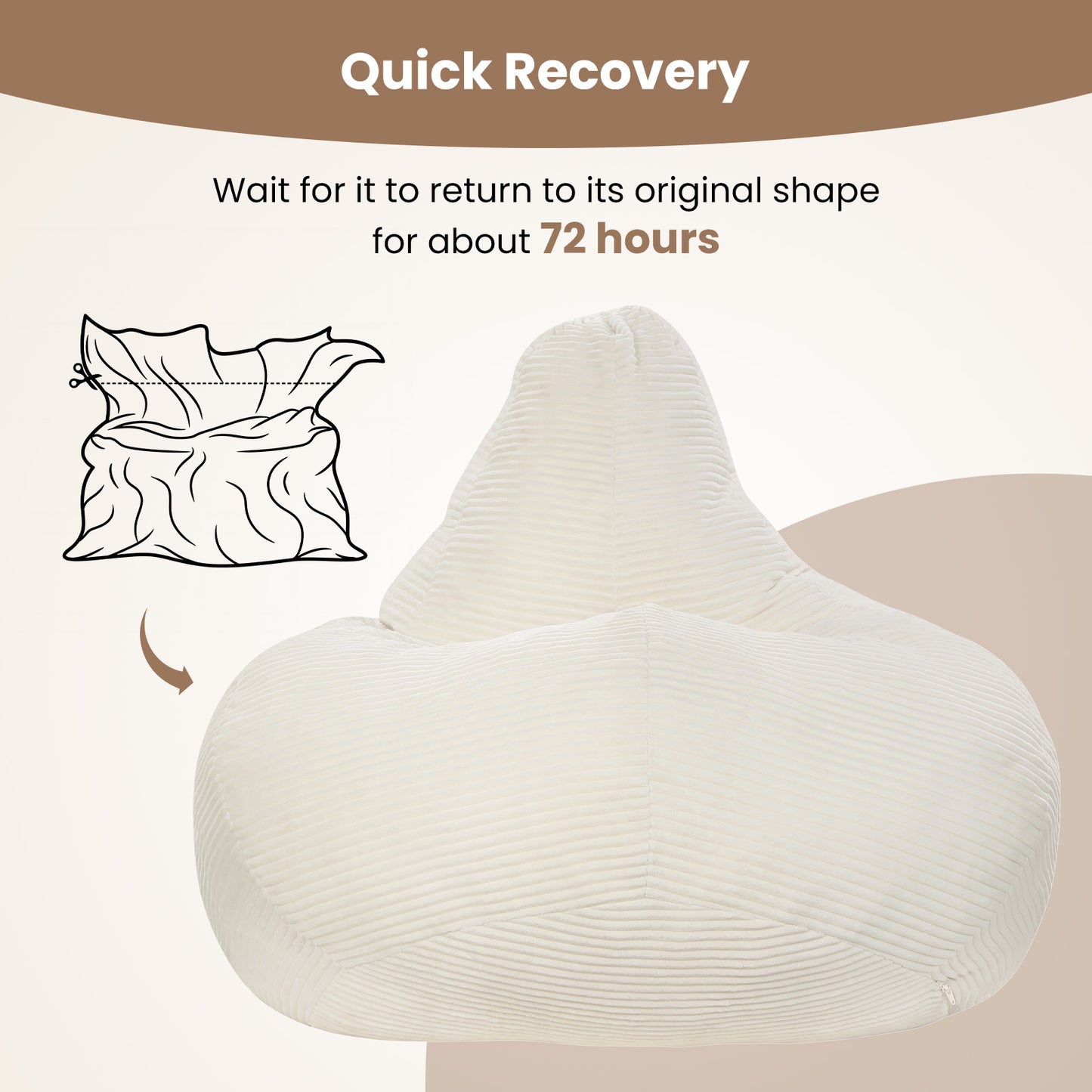 Bean Bag Chair, Accent Sofa, Skin-Friendly Corduroy, Soft Sponge, Off White Sofas & Loveseats at Gallery Canada