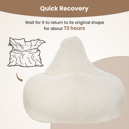 Bean Bag Chair, Accent Sofa, Skin-Friendly Corduroy, Soft Sponge, Off White Sofas & Loveseats at Gallery Canada