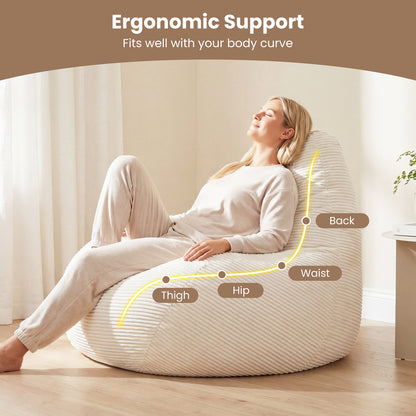 Bean Bag Chair, Accent Sofa, Skin-Friendly Corduroy, Soft Sponge, Off White Sofas & Loveseats at Gallery Canada