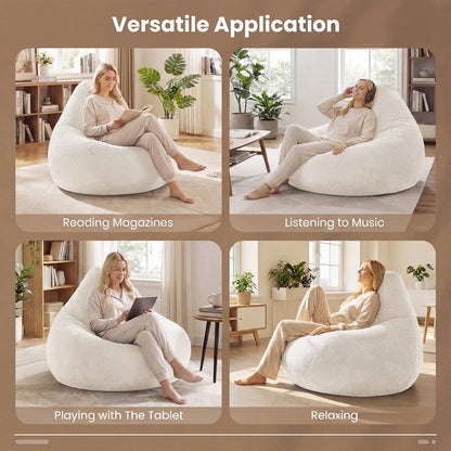 Bean Bag Chair, Accent Sofa, Skin-Friendly Corduroy, Soft Sponge, Off White Sofas & Loveseats at Gallery Canada