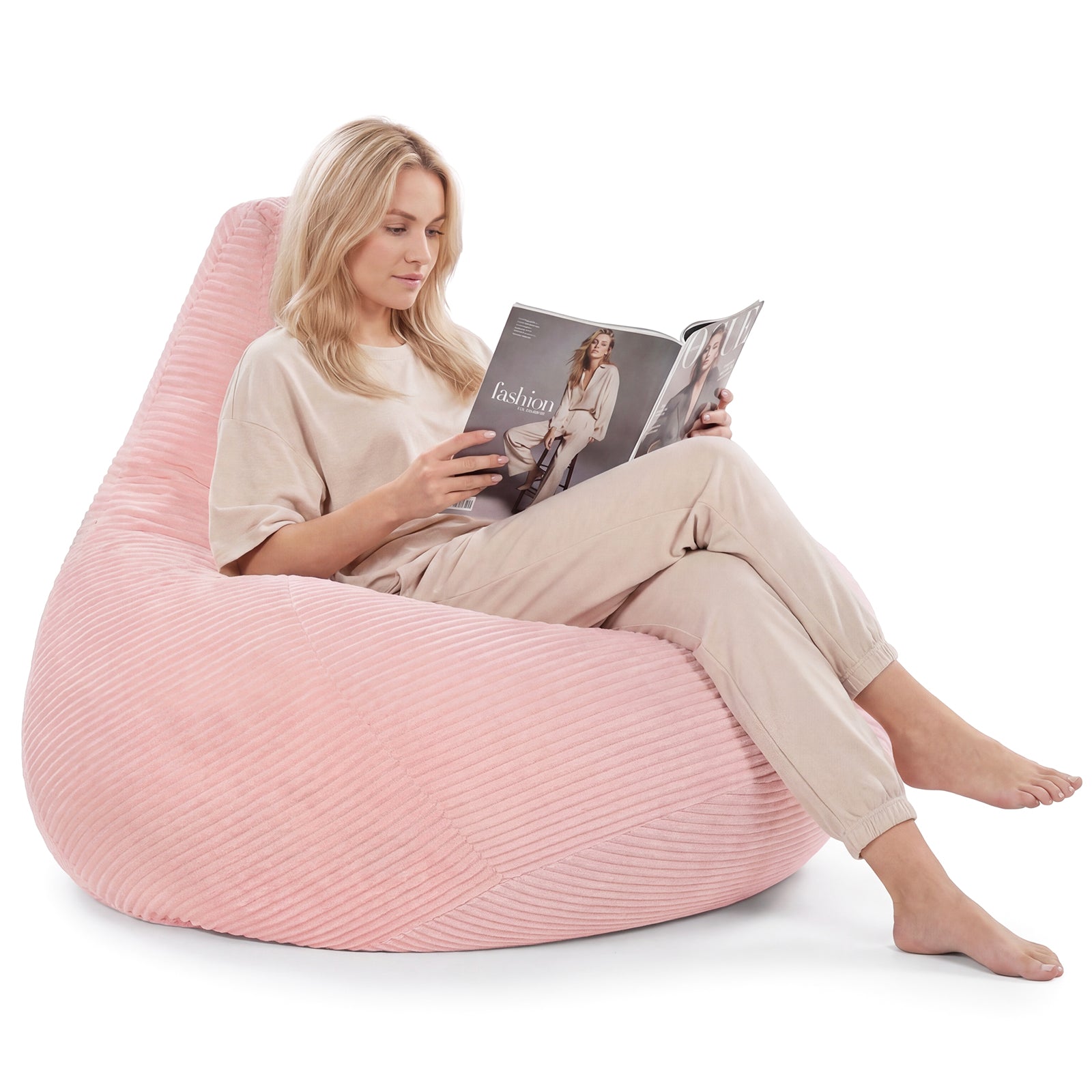Bean Bag Chair, Accent Sofa, Corduroy Cover, Soft Sponge, Pink Sofas & Loveseats Pink at Gallery Canada