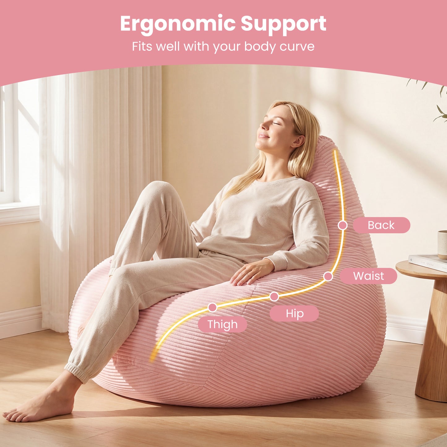 Bean Bag Chair, Accent Sofa, Corduroy Cover, Soft Sponge, Pink Sofas & Loveseats at Gallery Canada