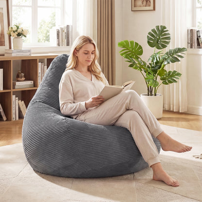 Bean Bag Chair, Accent Sofa, Corduroy Cover, Soft Sponge Filling, Gray Sofas & Loveseats at Gallery Canada