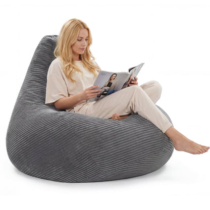 Bean Bag Chair, Accent Sofa, Corduroy Cover, Soft Sponge Filling, Gray Sofas & Loveseats Dark Gray at Gallery Canada