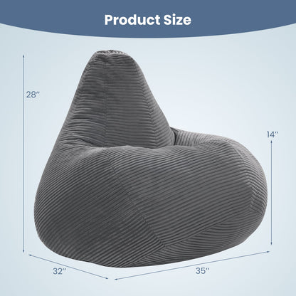 Bean Bag Chair, Accent Sofa, Corduroy Cover, Soft Sponge Filling, Gray Sofas & Loveseats at Gallery Canada