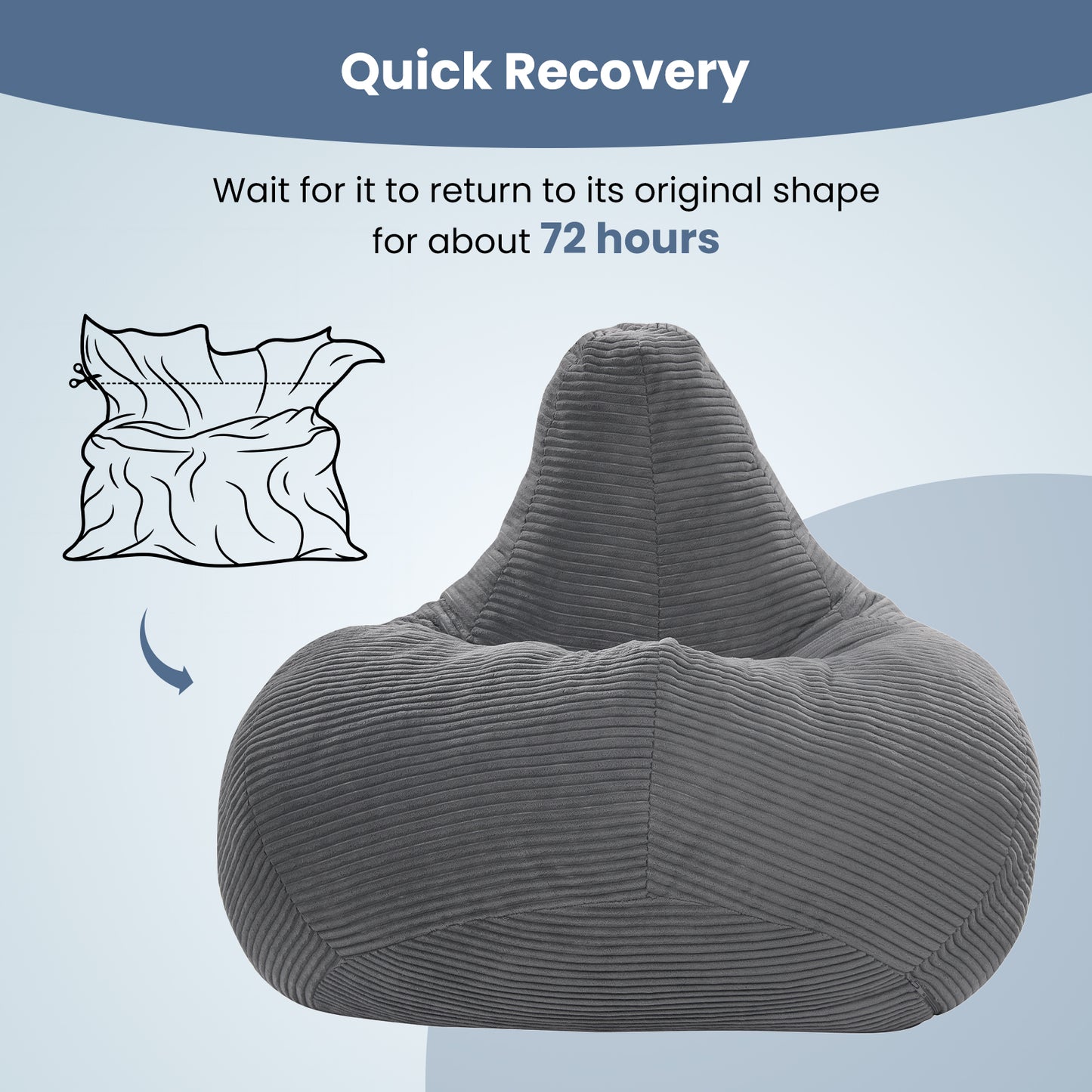 Bean Bag Chair, Accent Sofa, Corduroy Cover, Soft Sponge Filling, Gray Sofas & Loveseats at Gallery Canada