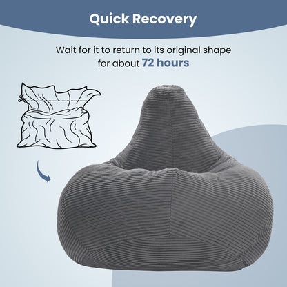 Bean Bag Chair, Accent Sofa, Corduroy Cover, Soft Sponge Filling, Gray Sofas & Loveseats at Gallery Canada