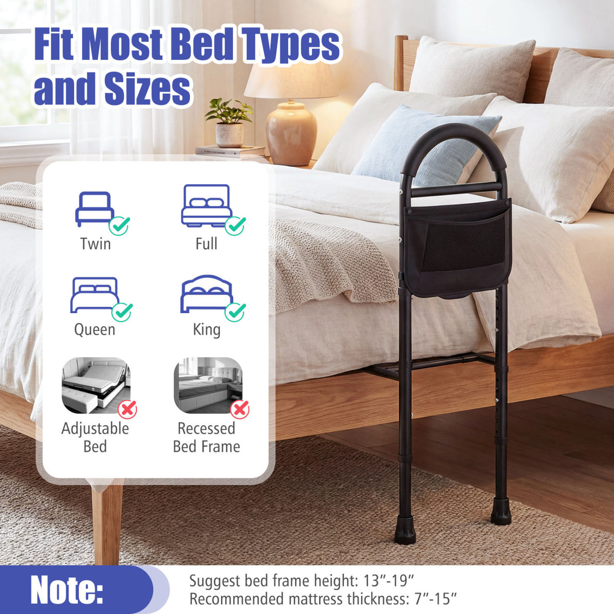 Bed Rails for Elderly, Height Adjustable Safety Railings Health Care at Gallery Canada
