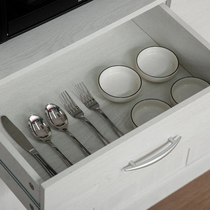 71" Kitchen Hutch with Storage Cabinet, Modern Buffet, Ash White Kitchen Pantry Cabinets at Gallery Canada