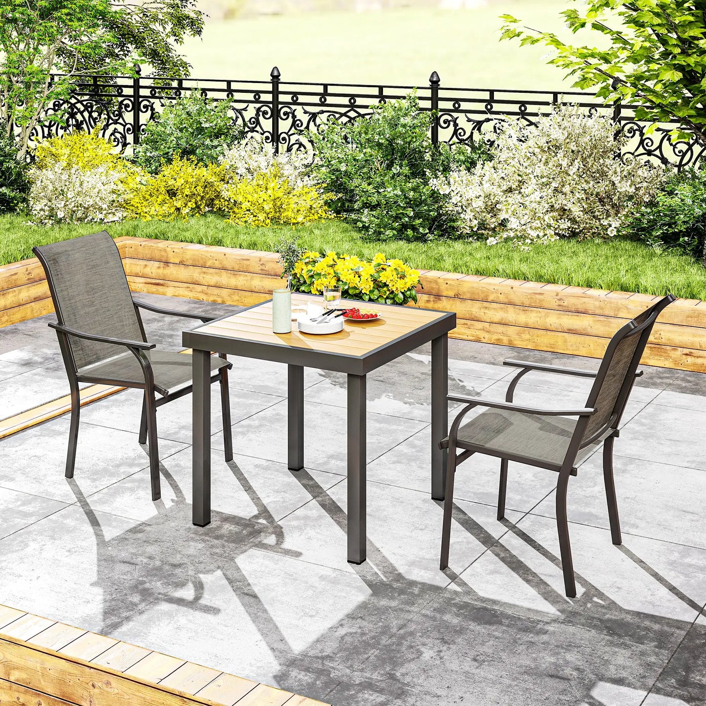 Patio Chairs Set of 2, High Backrest, for Backyard, Garden, Brown Bistro Sets at Gallery Canada