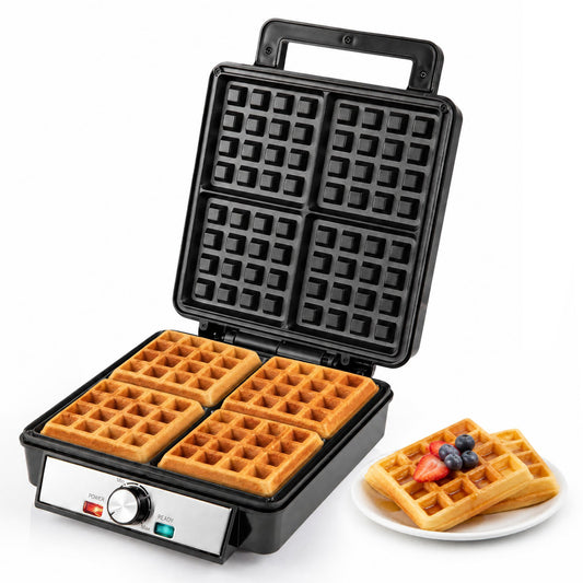 4-Slice Belgian Waffle Maker 1200W, Nonstick, Black