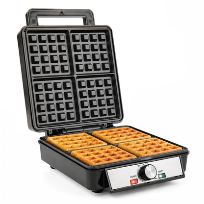 4-Slice Belgian Waffle Maker 1200W, Nonstick, Black