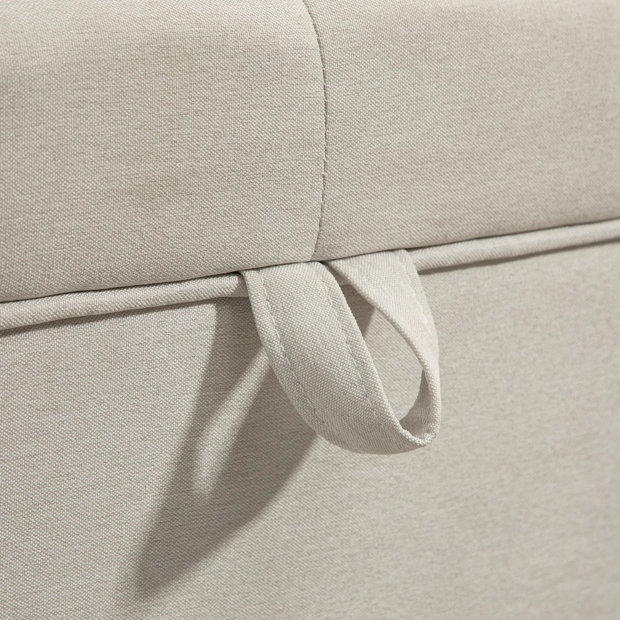 Storage Ottoman Bench with Lift-Up Lid, Wood Legs, Cream White Storage Ottomans & Benches at Gallery Canada