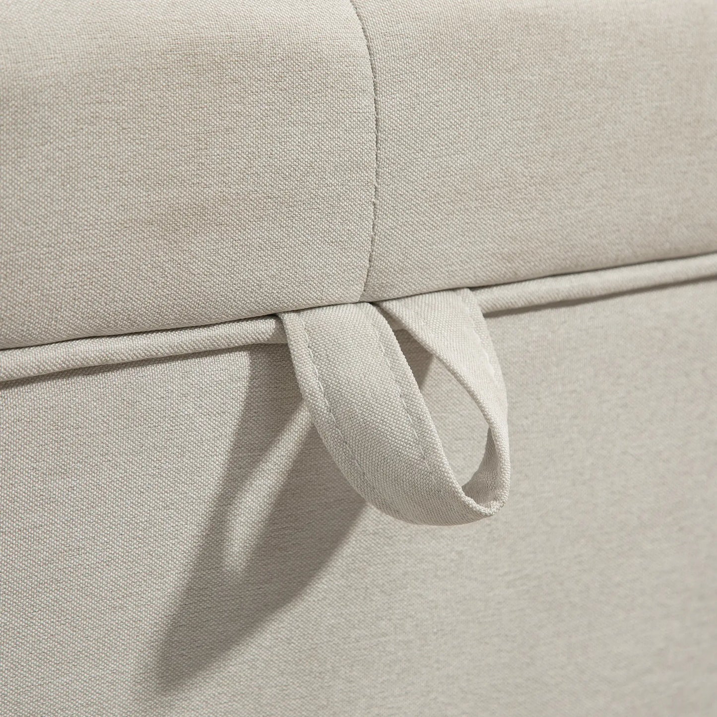 Storage Ottoman Bench with Lift-Up Lid, Wood Legs, Cream White Storage Ottomans & Benches at Gallery Canada