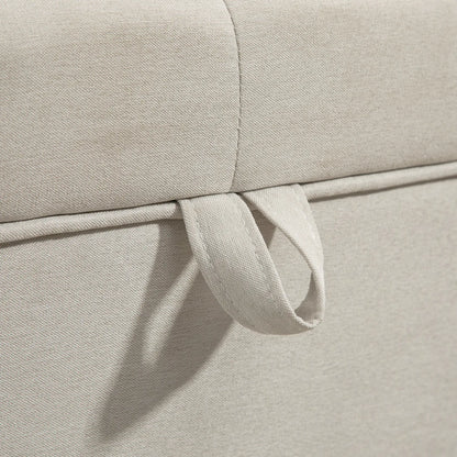 Storage Ottoman Bench with Lift-Up Lid, Wood Legs, Cream White Storage Ottomans & Benches at Gallery Canada