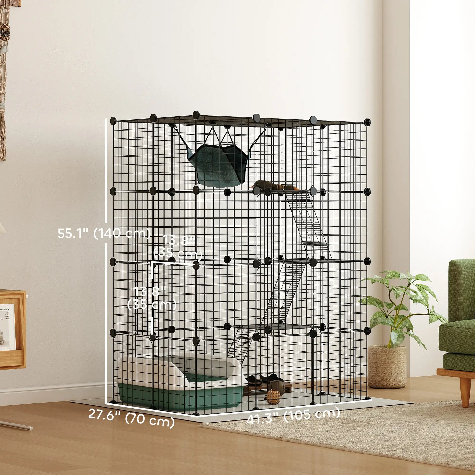 4-Tier Large Cat Cage with Hammock, Platforms, Ramps, Black Outdoor Cat Enclosures at Gallery Canada