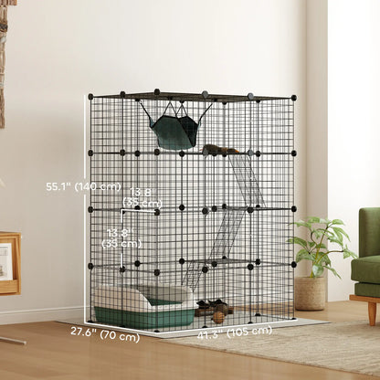 4-Tier Large Cat Cage with Hammock, Platforms, Ramps, Black Outdoor Cat Enclosures at Gallery Canada