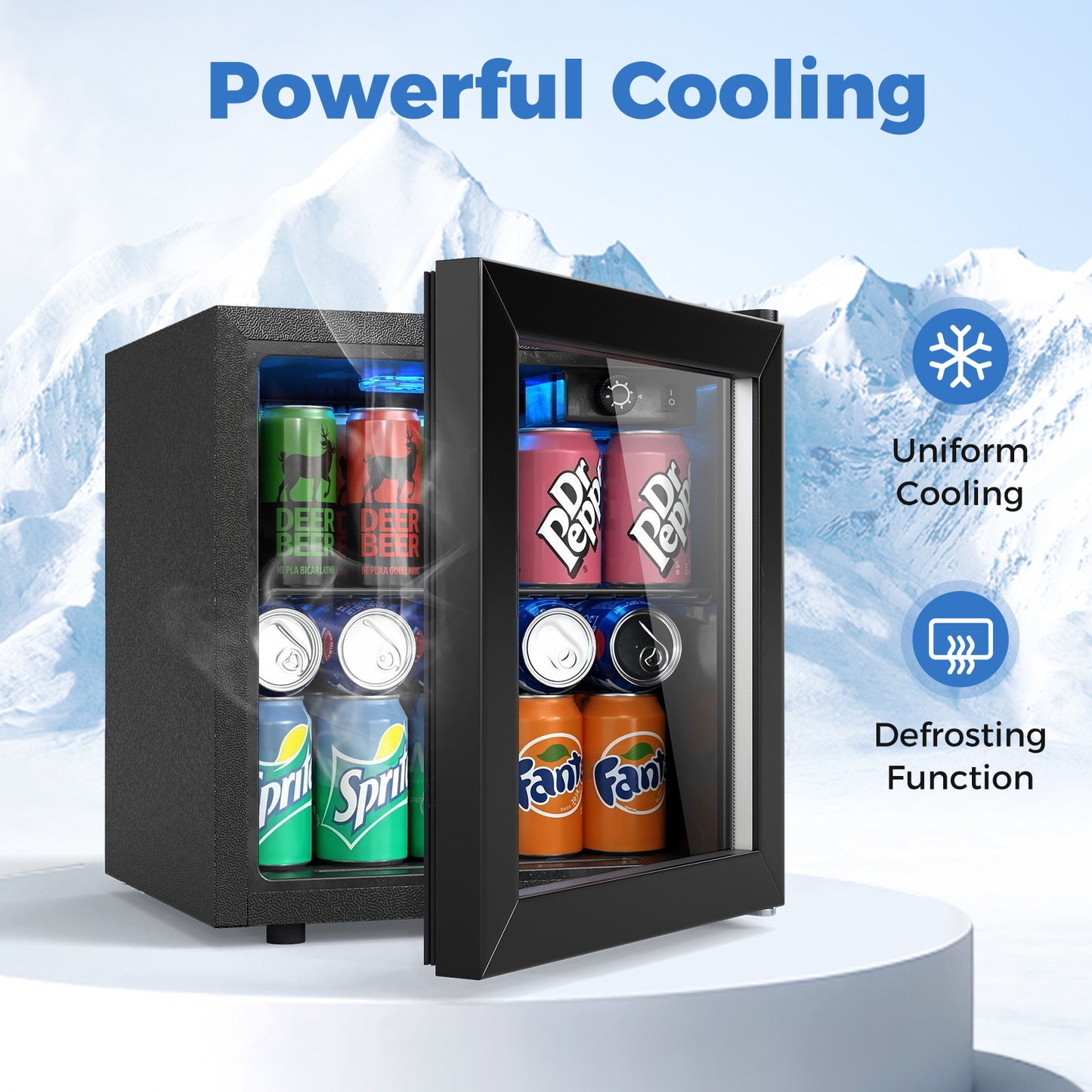 Mini Beverage Refrigerator, 1.3 Cu. Ft., 12 Bottles 55 Cans, Black Wine & Beverage Coolers at Gallery Canada