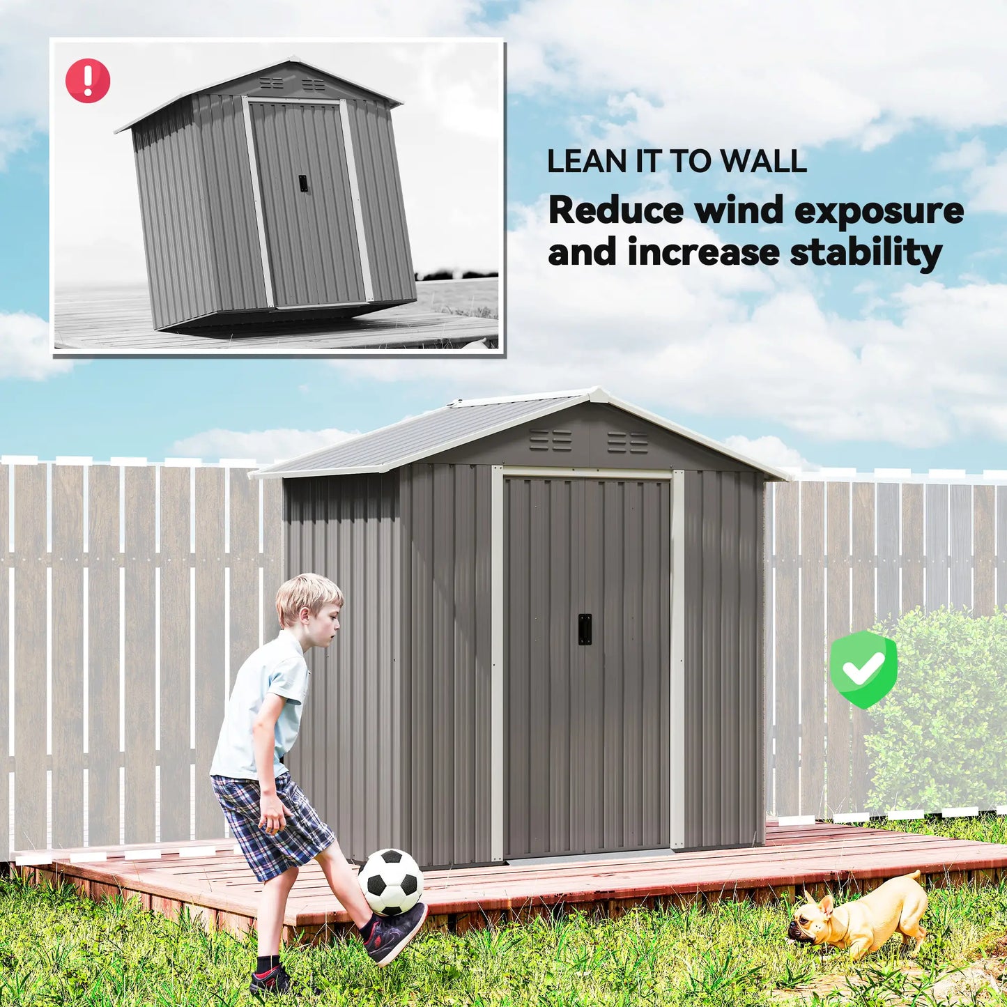 6.5x3.5ft Metal Garden Storage Shed, Double Sliding Doors, Light Grey Sheds at Gallery Canada