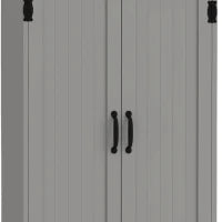 60" 4-Door Storage Cabinet, Multi-Storey Pantry, Adjustable Shelves, Grey, Grey