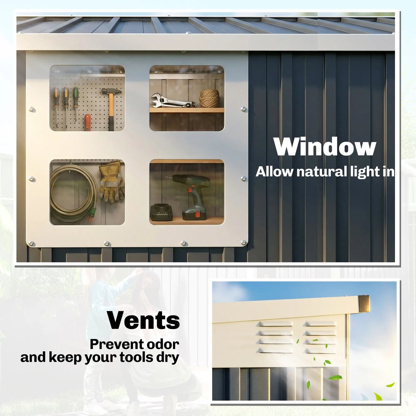 4' x 8' Metal Garden Shed, Outdoor Storage with Window, 2 Vents, Lockable Door Sheds at Gallery Canada