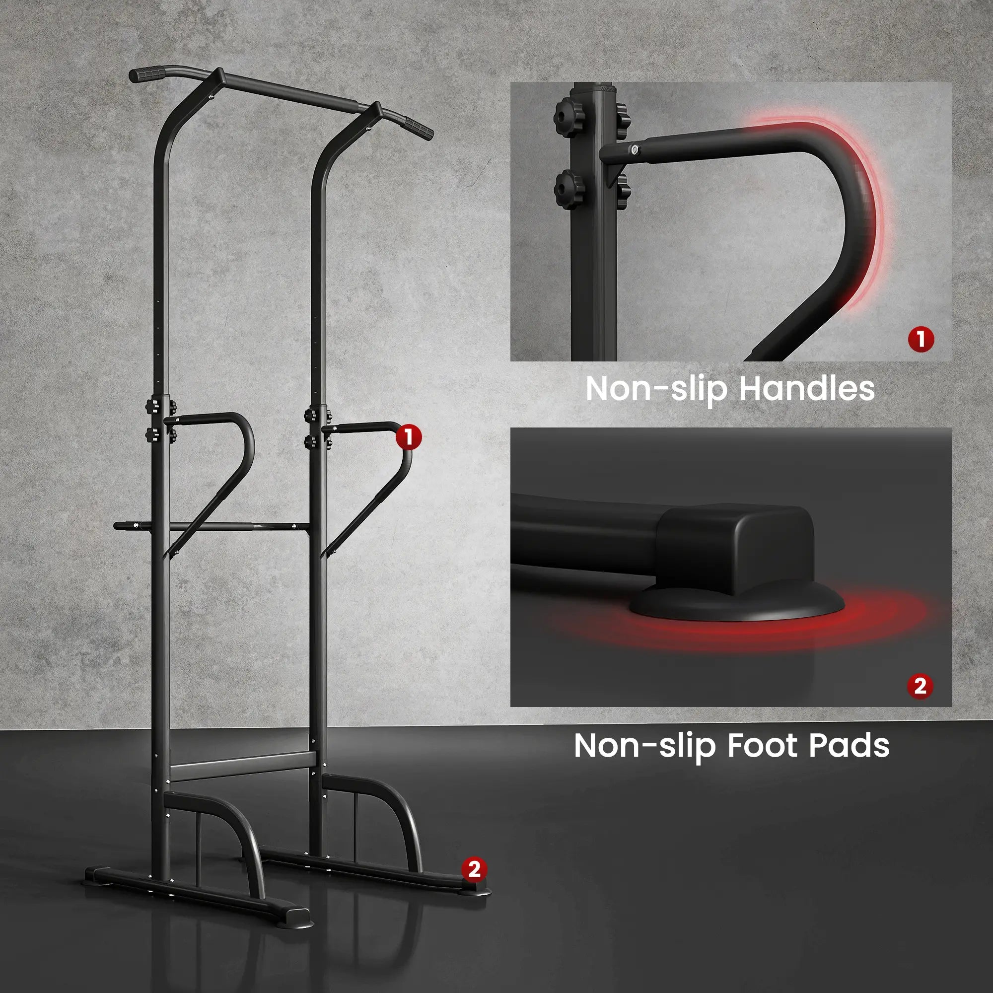 Power Tower Dip Station, Pull Up Bar, Adjustable Height, Black Power Towers at Gallery Canada