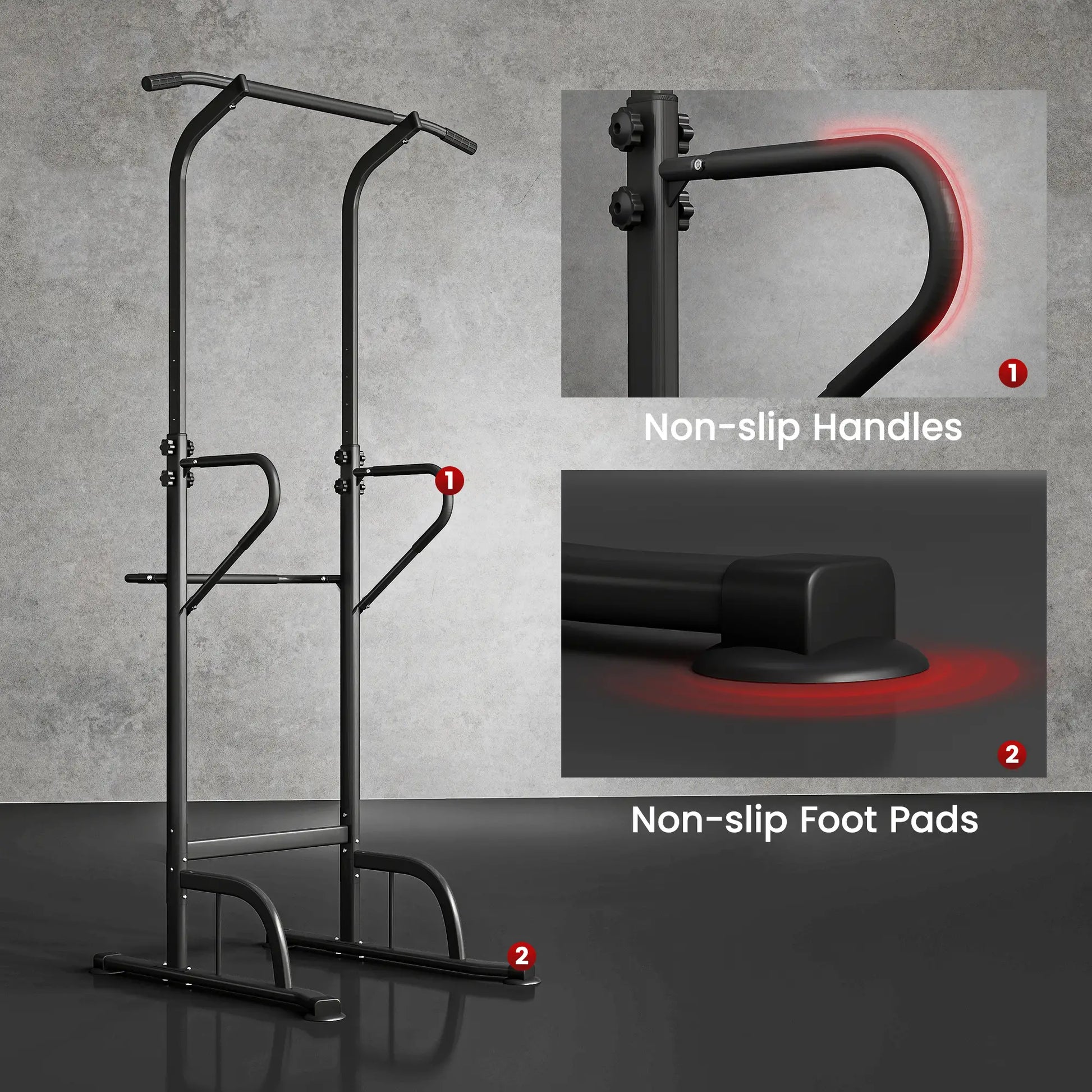 Power Tower Dip Station, Pull Up Bar, Adjustable Height, Black Power Towers at Gallery Canada
