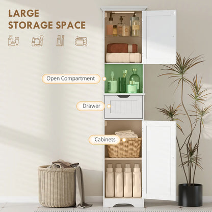 67" Tall Narrow Bathroom Storage Cabinet, LED Light, Adjustable Shelf, Drawer Freestanding Bathroom Cabinets at Gallery Canada