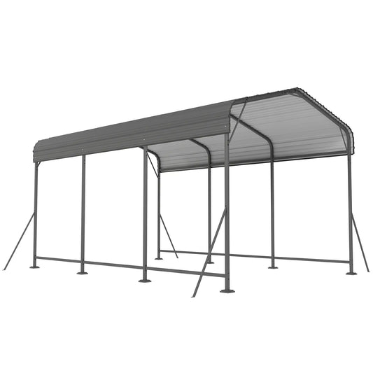 10 x 15FT Metal Carport, Heavy-Duty Canopy, Reinforced Frame, Dark Grey Car Shelters Dark Grey at Gallery Canada