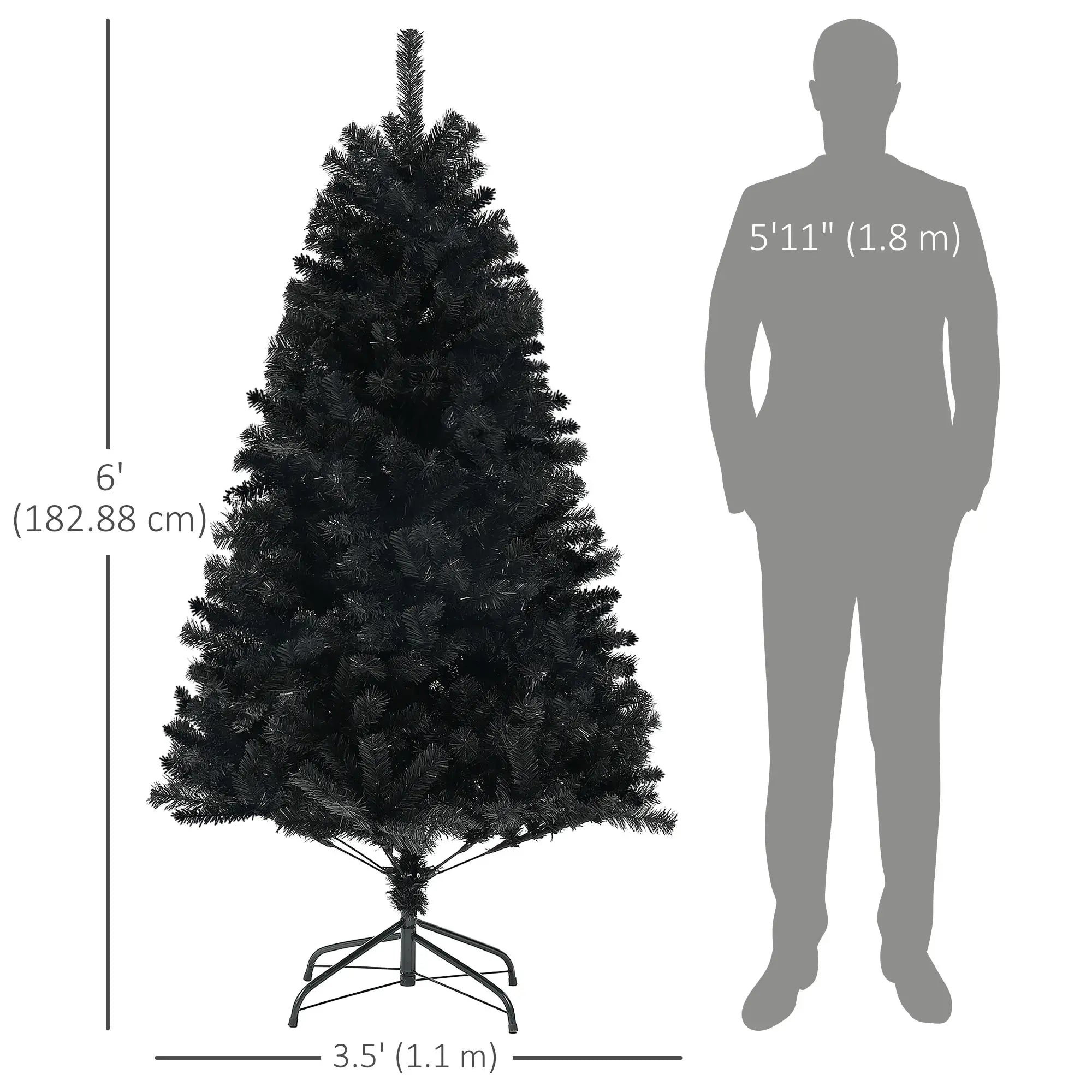 6ft Artificial Christmas Tree, Auto Open, Steel Base, Black Artificial Christmas Trees at Gallery Canada