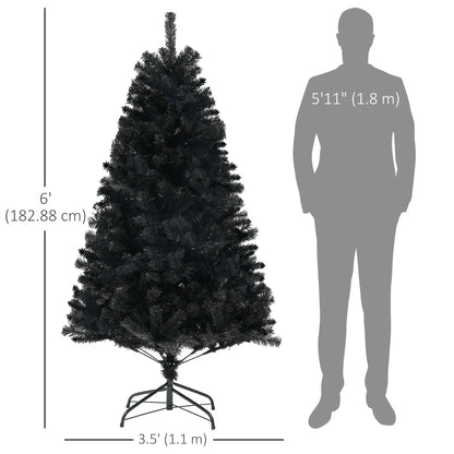 6ft Artificial Christmas Tree, Auto Open, Steel Base, Black Artificial Christmas Trees at Gallery Canada