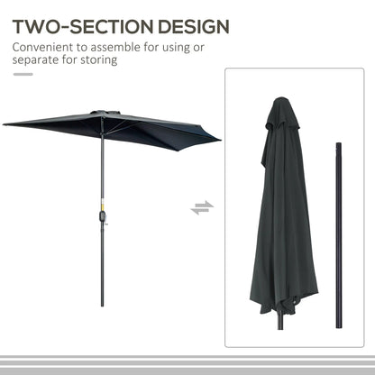 9.8ft Half Umbrella, Semi Round Patio Parasol, Crank Handle, Top Vent, Black Sun Umbrellas at Gallery Canada