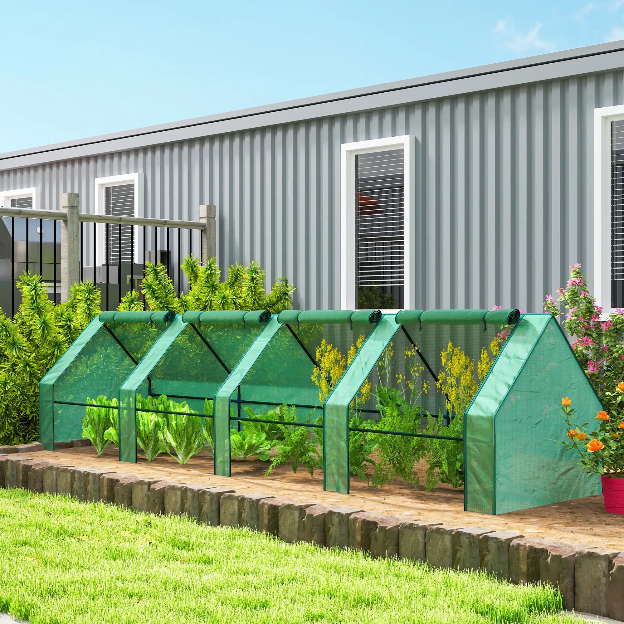 Portable Mini Greenhouse Tunnel, Growing Tent, w/ Zippered Doors, Green Greenhouses at Gallery Canada