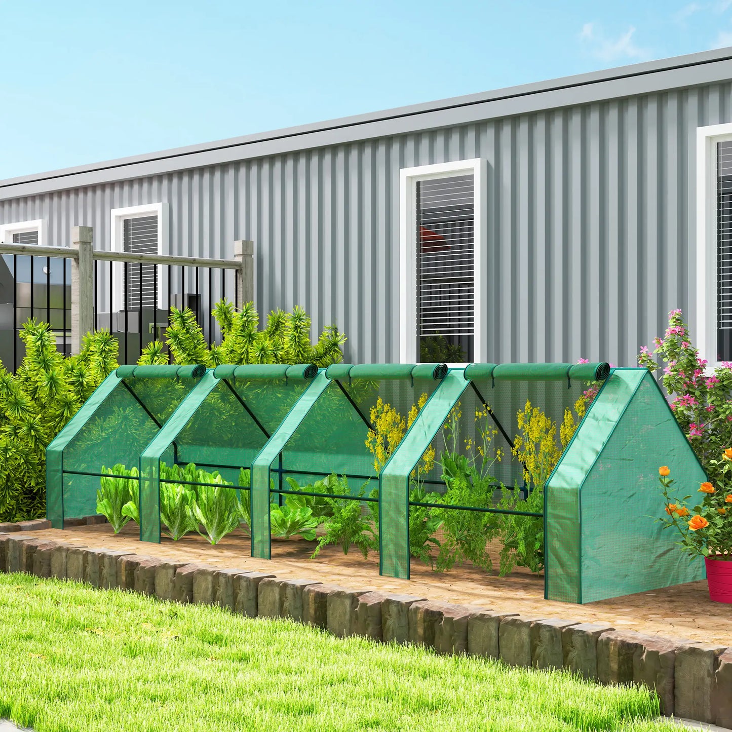 Portable Mini Greenhouse Tunnel, Growing Tent, w/ Zippered Doors, Green Greenhouses at Gallery Canada