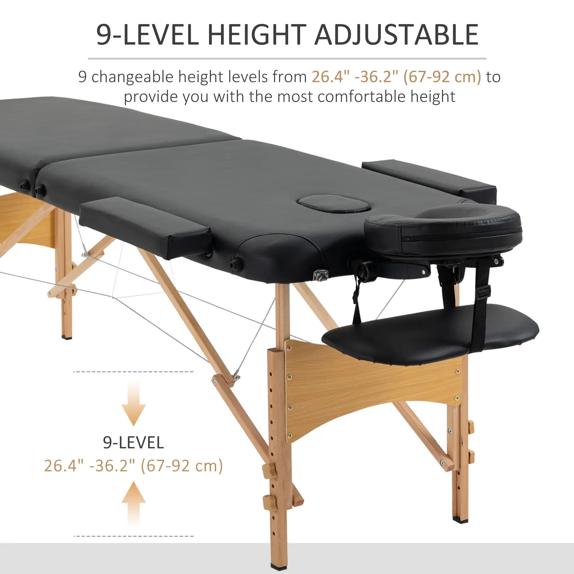 83 Inch Portable Folding Massage Table, Adjustable Salon Spa Bed, Black Portable Massage Tables at Gallery Canada