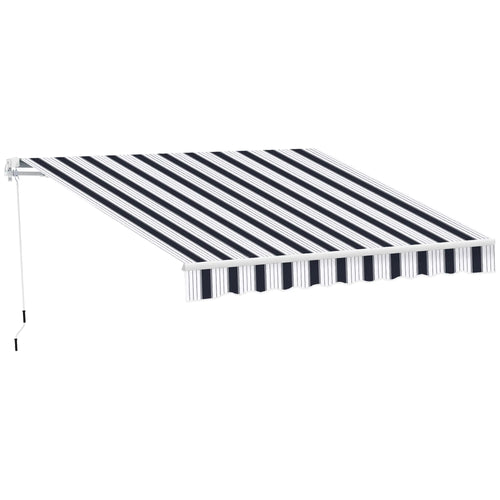 8' x 7' Retractable Awning, UV Water-Resistant Fabric, Aluminum Frame, Blue White, Blue
