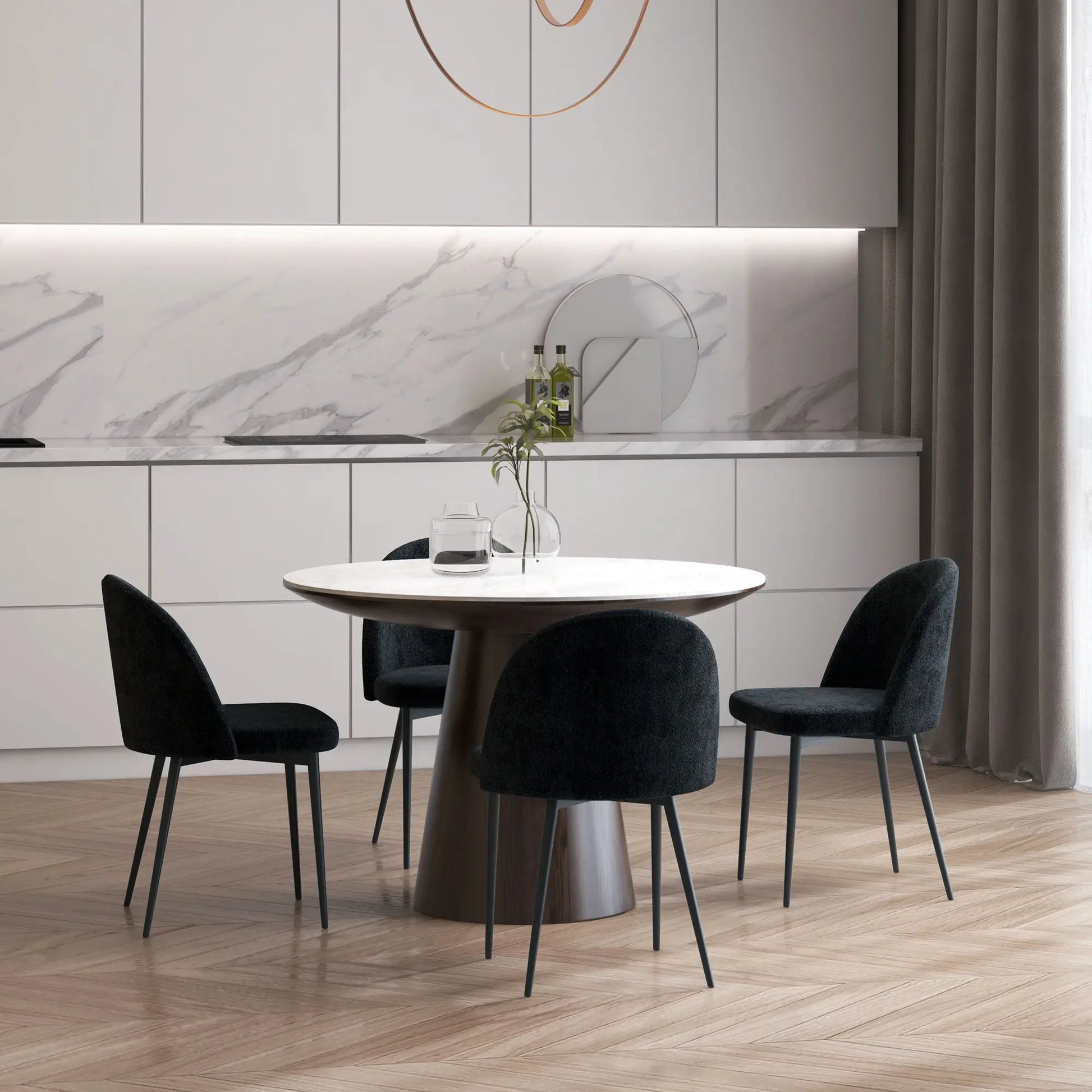 Modern Dining Chairs, Velvet Upholstery, Set of 4, Black Bar Stools at Gallery Canada