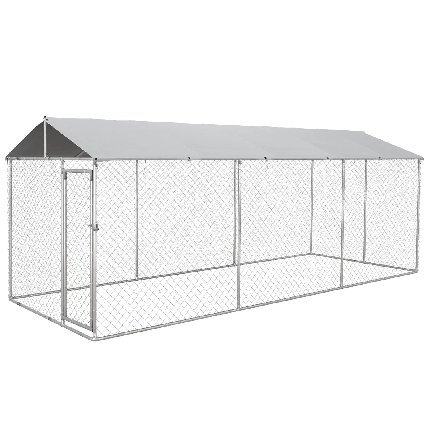 19.7' x 7.5' x 7.5' Outdoor Dog Kennel, Waterproof UV Resistant Cover, Silver Houses, Kennels & Pens Silver, Grey at Gallery Canada