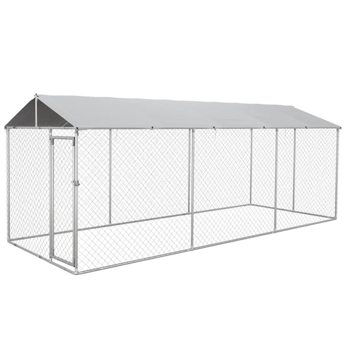 19.7' x 7.5' x 7.5' Outdoor Dog Kennel, Waterproof UV Resistant Cover, Silver