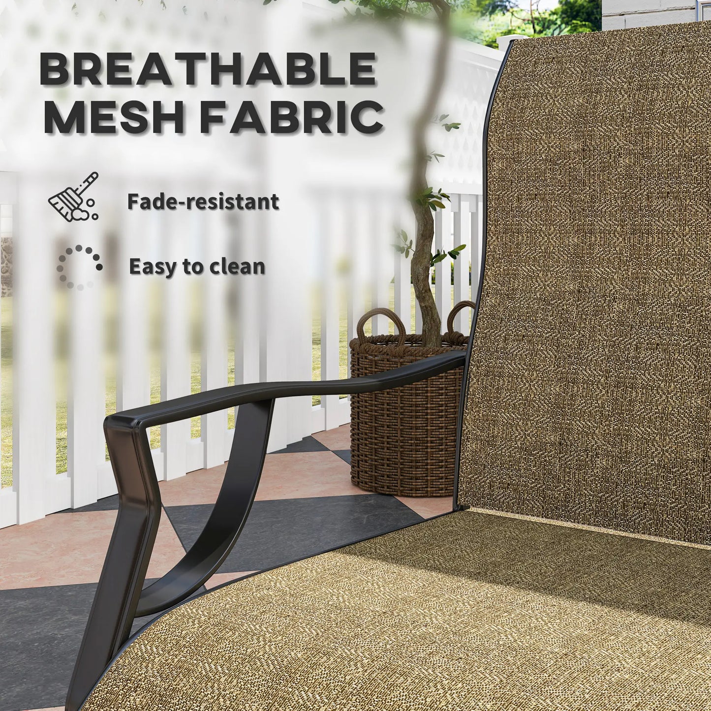 Spring Motion Patio Chairs Set Of 2, Curved High Backrest, Armrest, All Weather Fabric, Metal Frame Outdoor Dining Sets at Gallery Canada