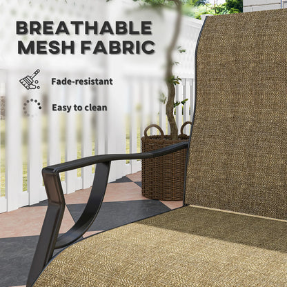 Spring Motion Patio Chairs Set Of 2, Curved High Backrest, Armrest, All Weather Fabric, Metal Frame Outdoor Dining Sets at Gallery Canada