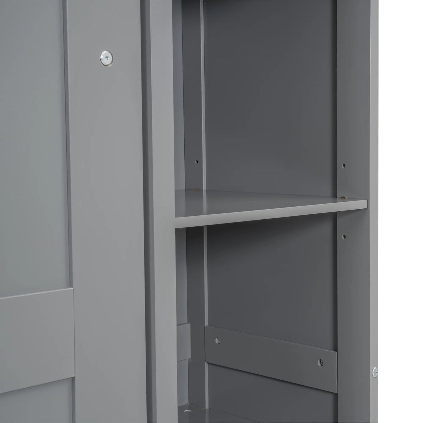 Murphy Bed with Shelves, LED Lights, Space-Saving Wall Bed, 91" L x 81" W x 84" H, Grey Bed Frames at Gallery Canada