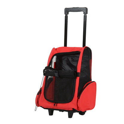 2-in-1 Pet Luggage Box Backpack Carrier, Rolling Wheel, Red Dog Bike Trailers & Strollers at Gallery Canada