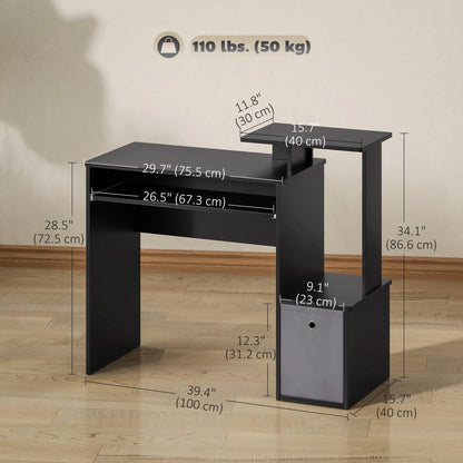Computer Desk, Sliding Keyboard Tray, Storage Drawer, Black Computer Desks at Gallery Canada