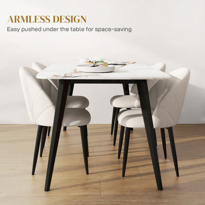 Modern Dining Chairs Set of 4, Upholstered, Metal Legs, Cream White Dining Chairs at Gallery Canada