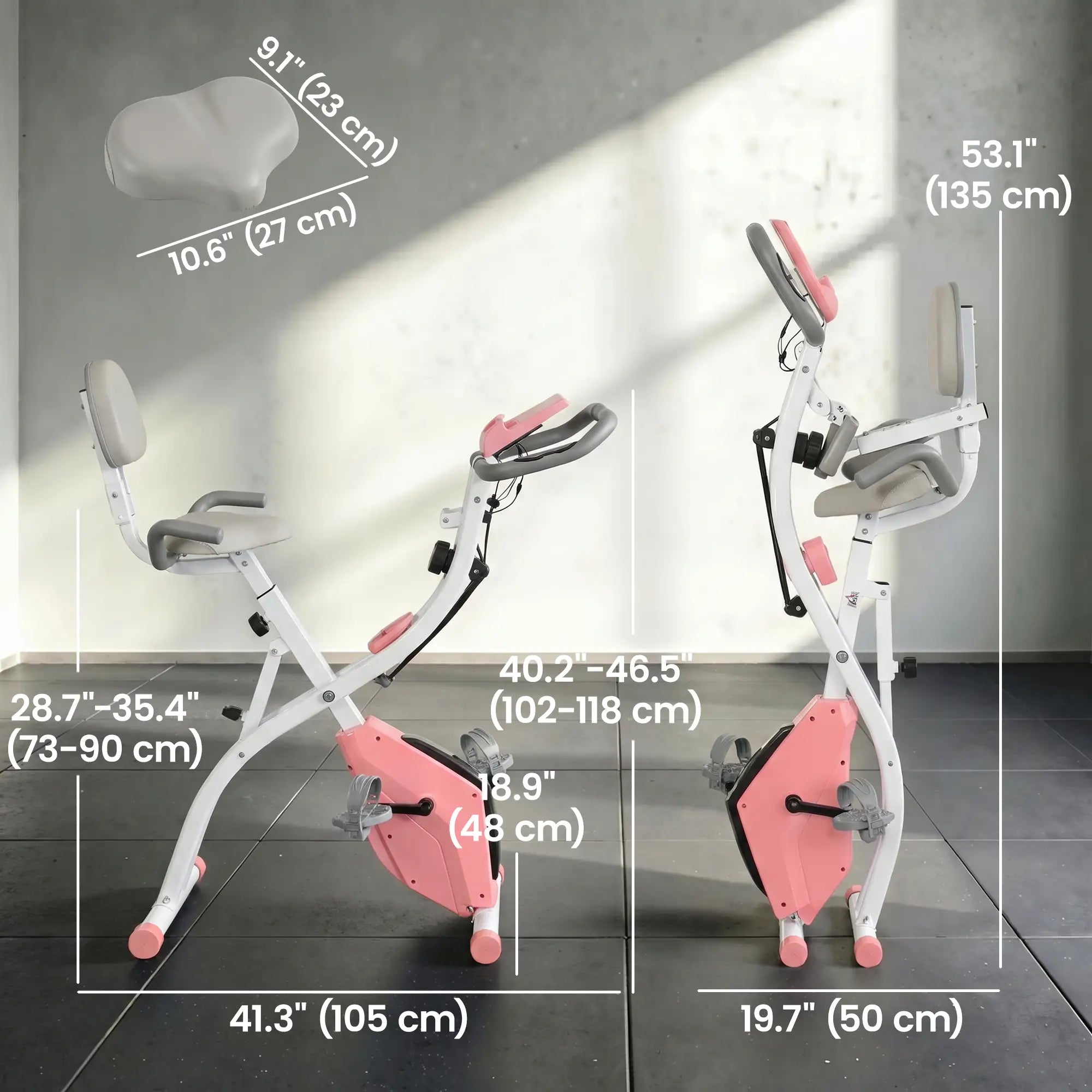 Folding Exercise Bike, 8-Level Magnetic Resistance, Adjustable Seat, Pink Exercise & Stationary Bikes at Gallery Canada