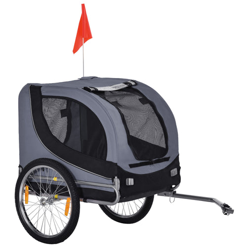 Dog Bike Trailer, Pet Cart, Bicycle Wagon, Travel Cargo, Carrier Attachment with Hitch, Foldable for Travelling, Grey