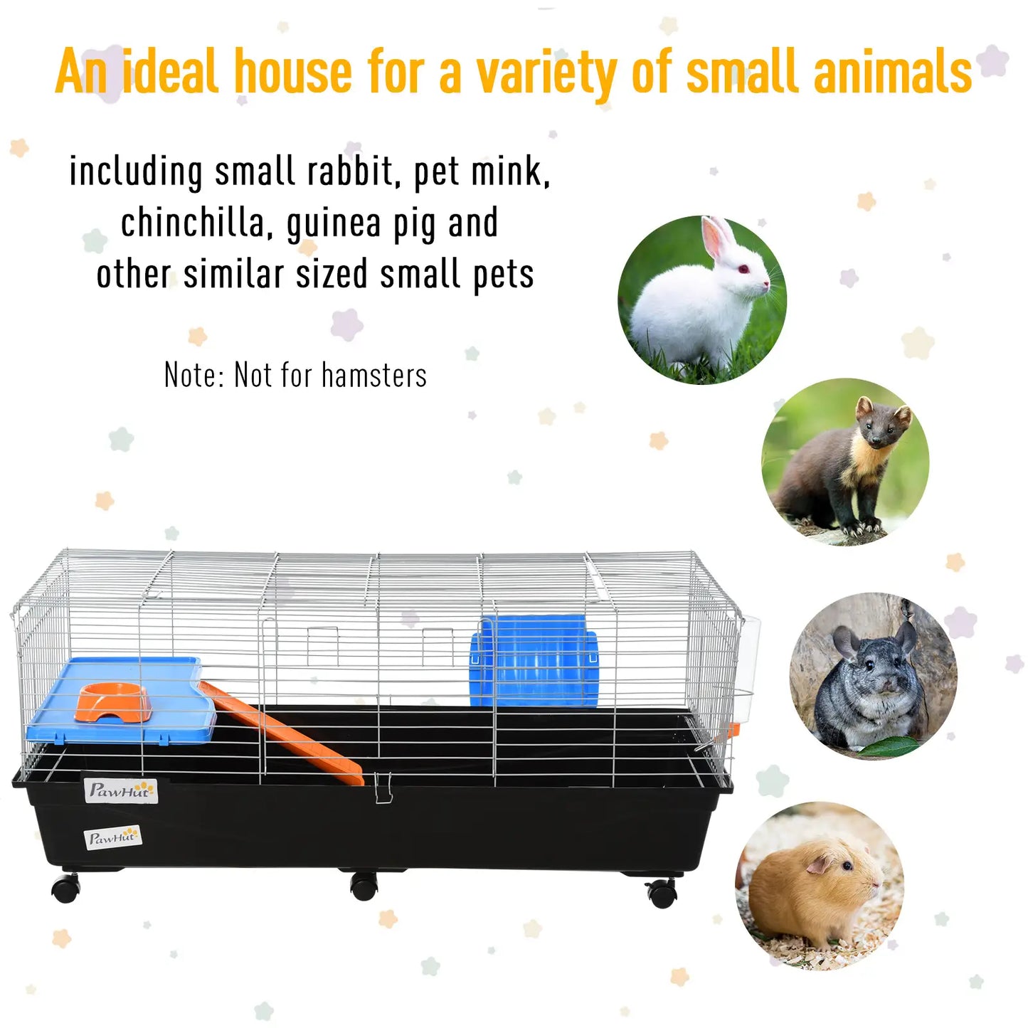 47" Small Animal Cage, Guinea Pig Habitat with Accessories, Black Houses & Habitats at Gallery Canada