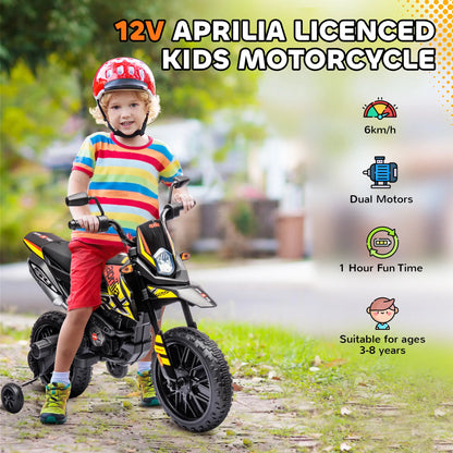 12V Kids Electric Motorcycle, Battery-Powered Dirt Bike, Training Wheels, Yellow Electric Ride On Toys at Gallery Canada