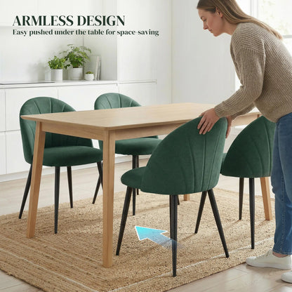 Modern Dining Chairs Set of 4, Upholstered with Metal Legs, Green Dining Chairs at Gallery Canada